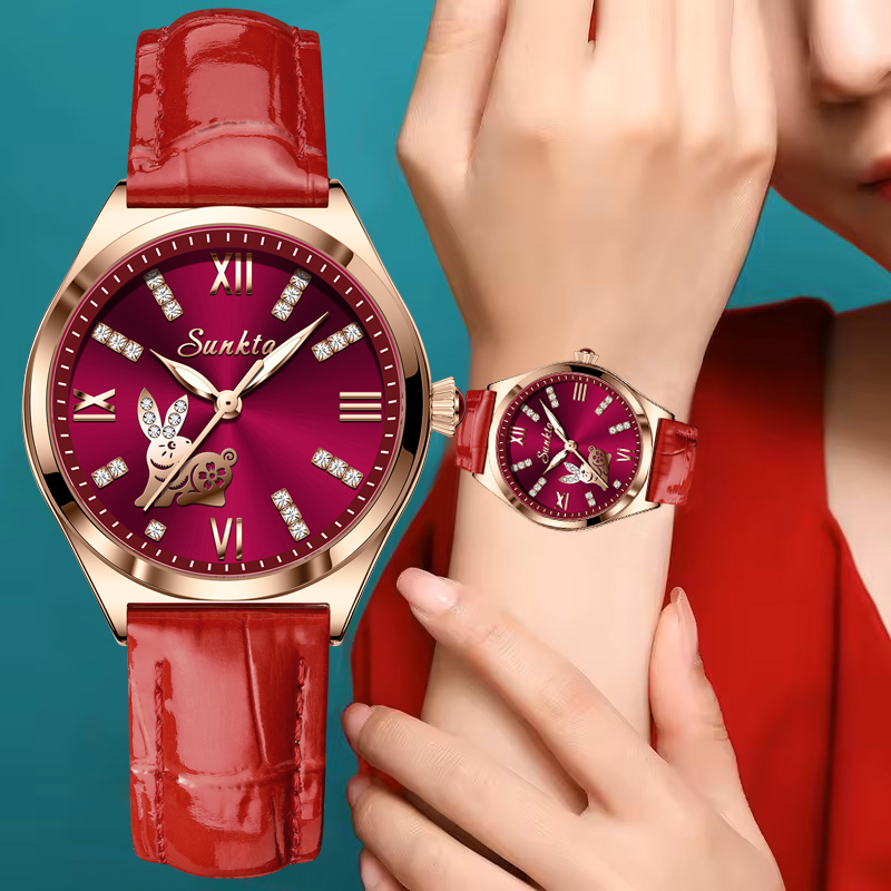 Zodiac Luxury Watch - SUNKTA Dameshorloge Creatief Zodiac-wijzerplaatontwerp Lichtgevend damespolshorloge