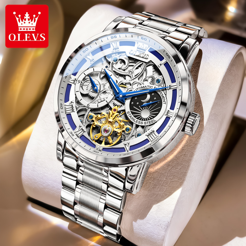Luxury Watch Moon Phase - OLEVS 6670 Origineel Herenhorloge Holle Vliegwiel