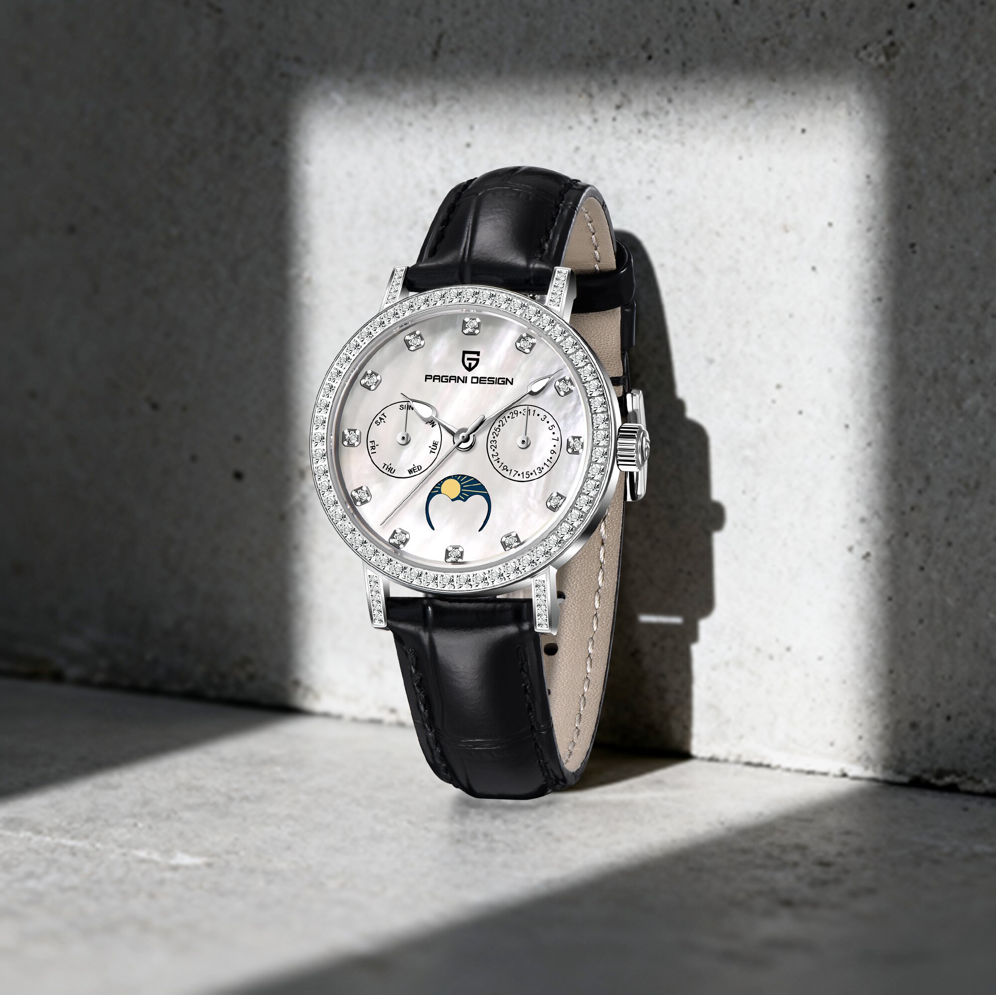 Luxury Watch Moon Phase - PAGANI DESIGN Elite luxe dameshorloge met