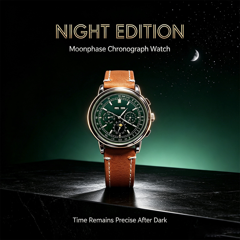 Automatic Pilot Watch - Herenhorloge ST1655 Movement Moon Phase Automatic