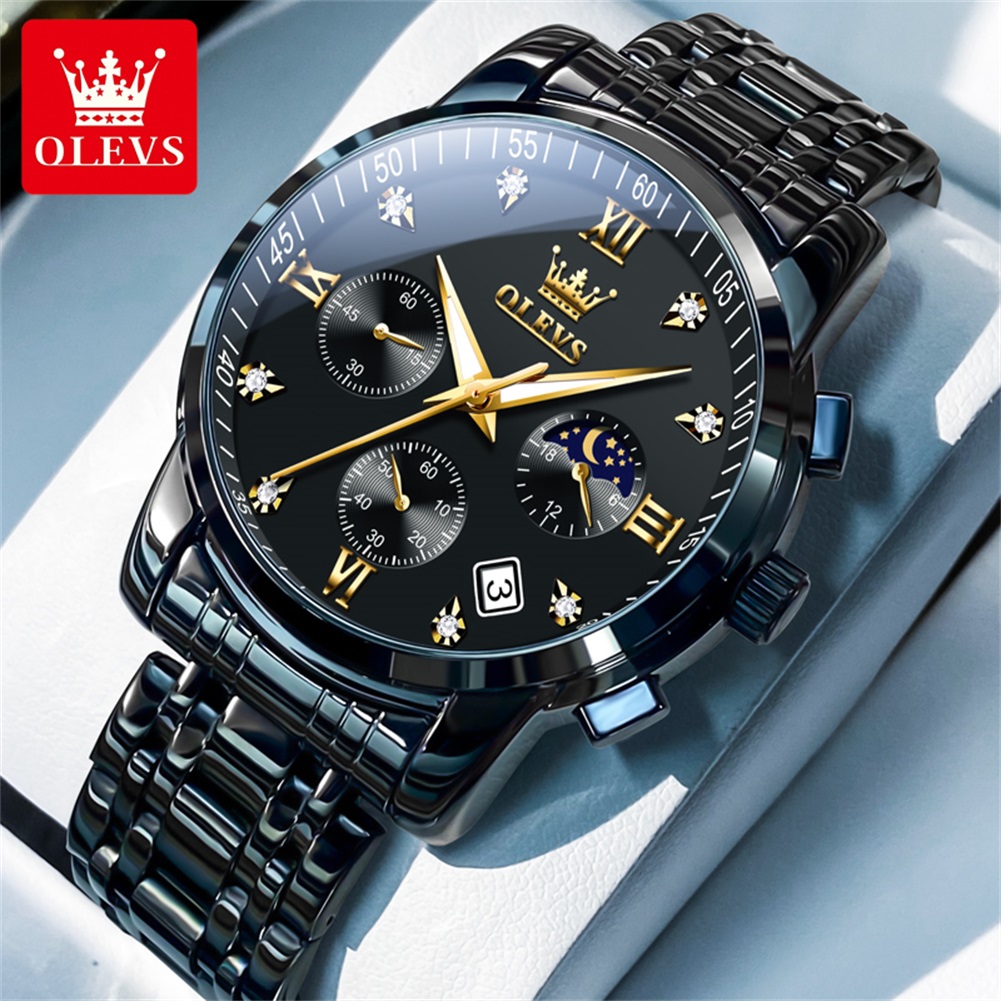 Luxury Watch Brands - OLEVS Populaire herenhorloges roestvrij staal zwart