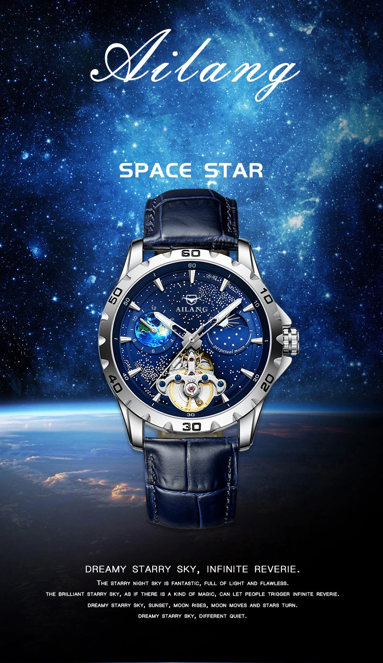 AILANG Herenhorloge met sterre - Luxury Watch Moon Phase recensie en prijs