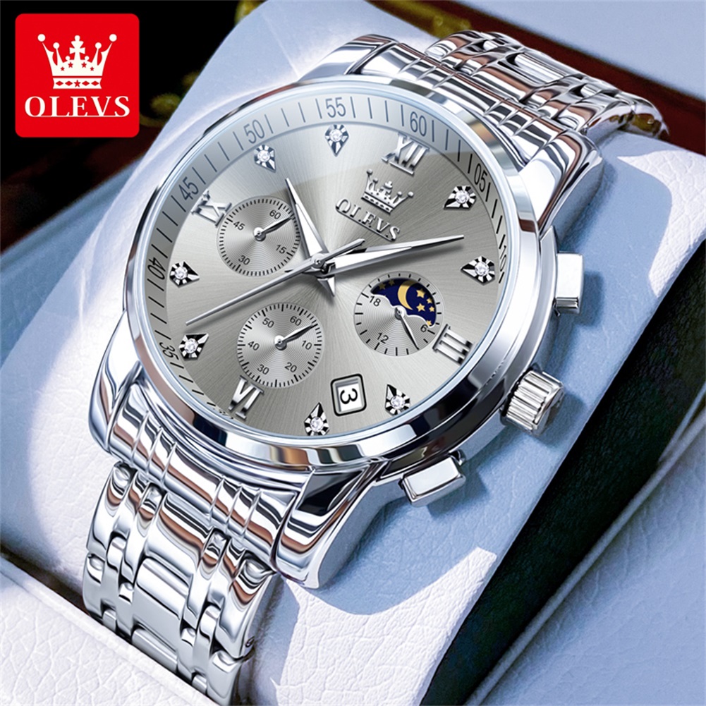 OLEVS 2858 quartz horloge voor - Luxury Watch Moon Phase recensie en prijs