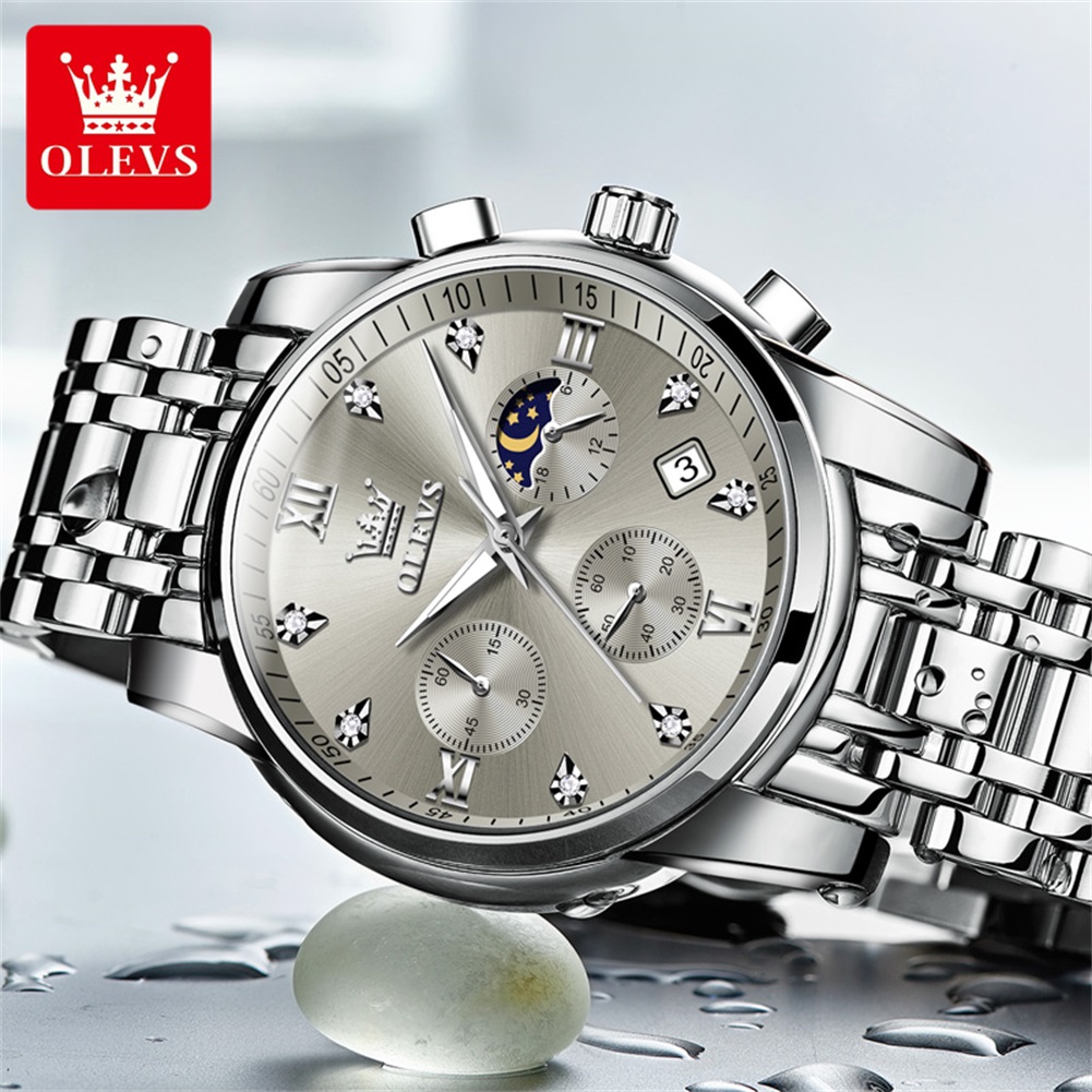 OLEVS 2858 quartz horloge voor - Luxury Watch Moon Phase recensie en prijs