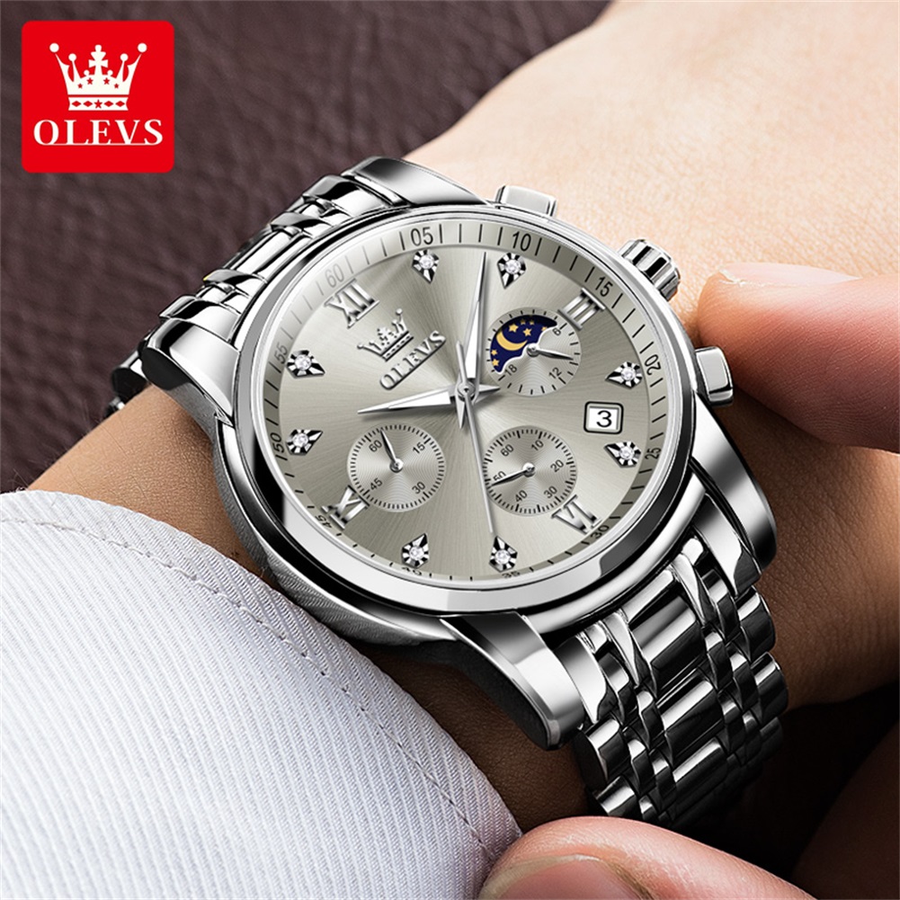 OLEVS 2858 quartz horloge voor - Luxury Watch Moon Phase recensie en prijs
