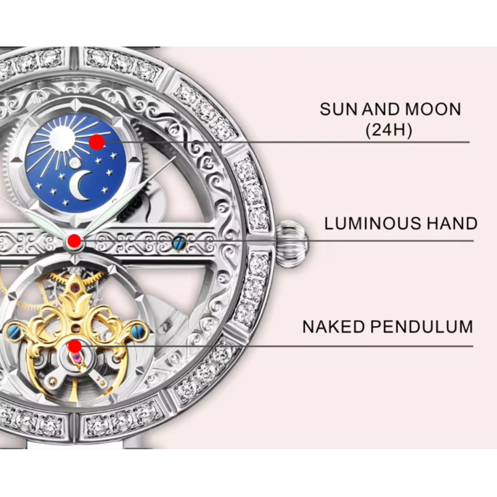 Luxe Dames Waterdicht Skelet T - Luxury Watch Moon Phase recensie en prijs