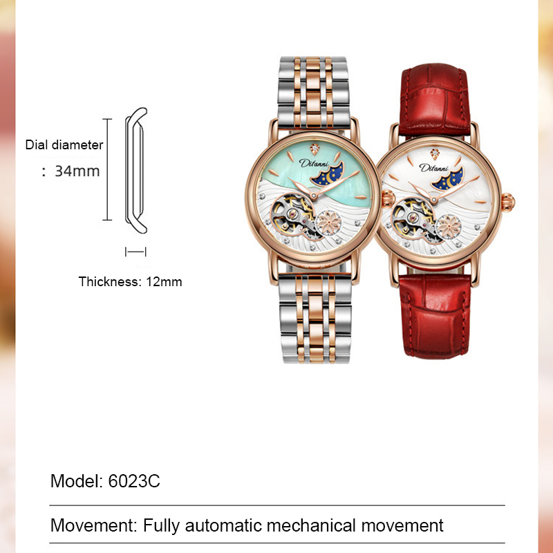Dame Automatische Mechanische  - Luxury Watch Moon Phase recensie en prijs