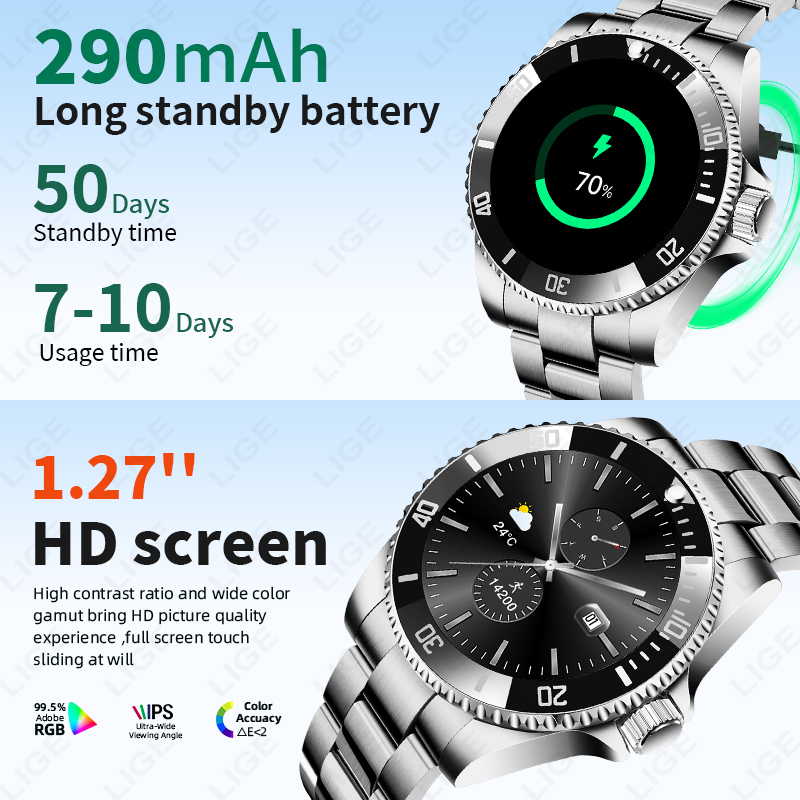 LIGE Smart Watch Luxe Staal Ge - Luxury Watch Hd recensie en prijs
