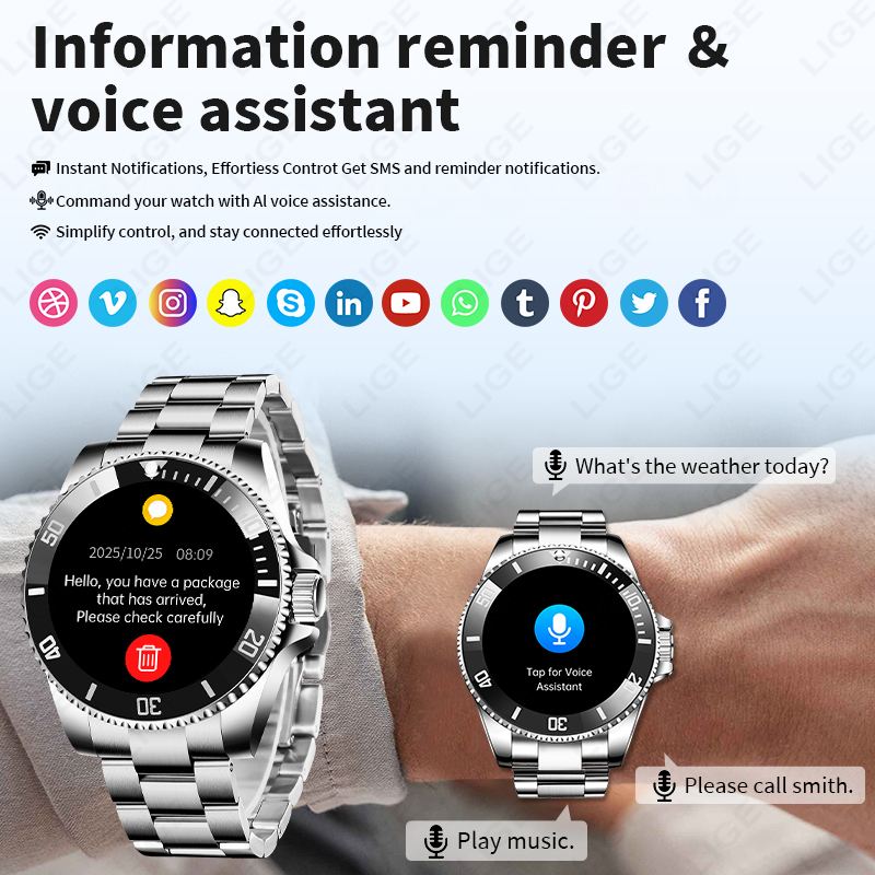 LIGE Smart Watch Luxe Staal Ge - Luxury Watch Hd recensie en prijs