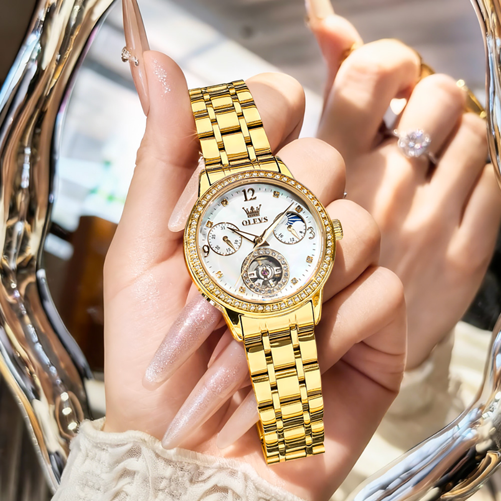 OLEVS 6750 Automatisch damesho - Luxury Watch Moon Phase recensie en prijs