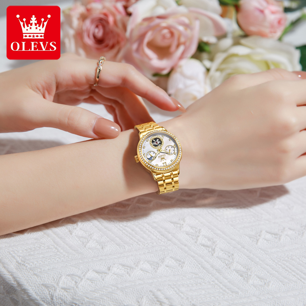 OLEVS 6750 Automatisch damesho - Luxury Watch Moon Phase recensie en prijs