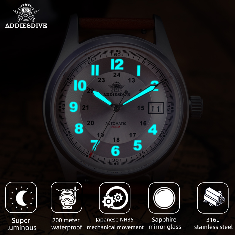 Addiesdive 39 Mm AD2048 Heren  - Automatic Pilot Watch recensie en prijs